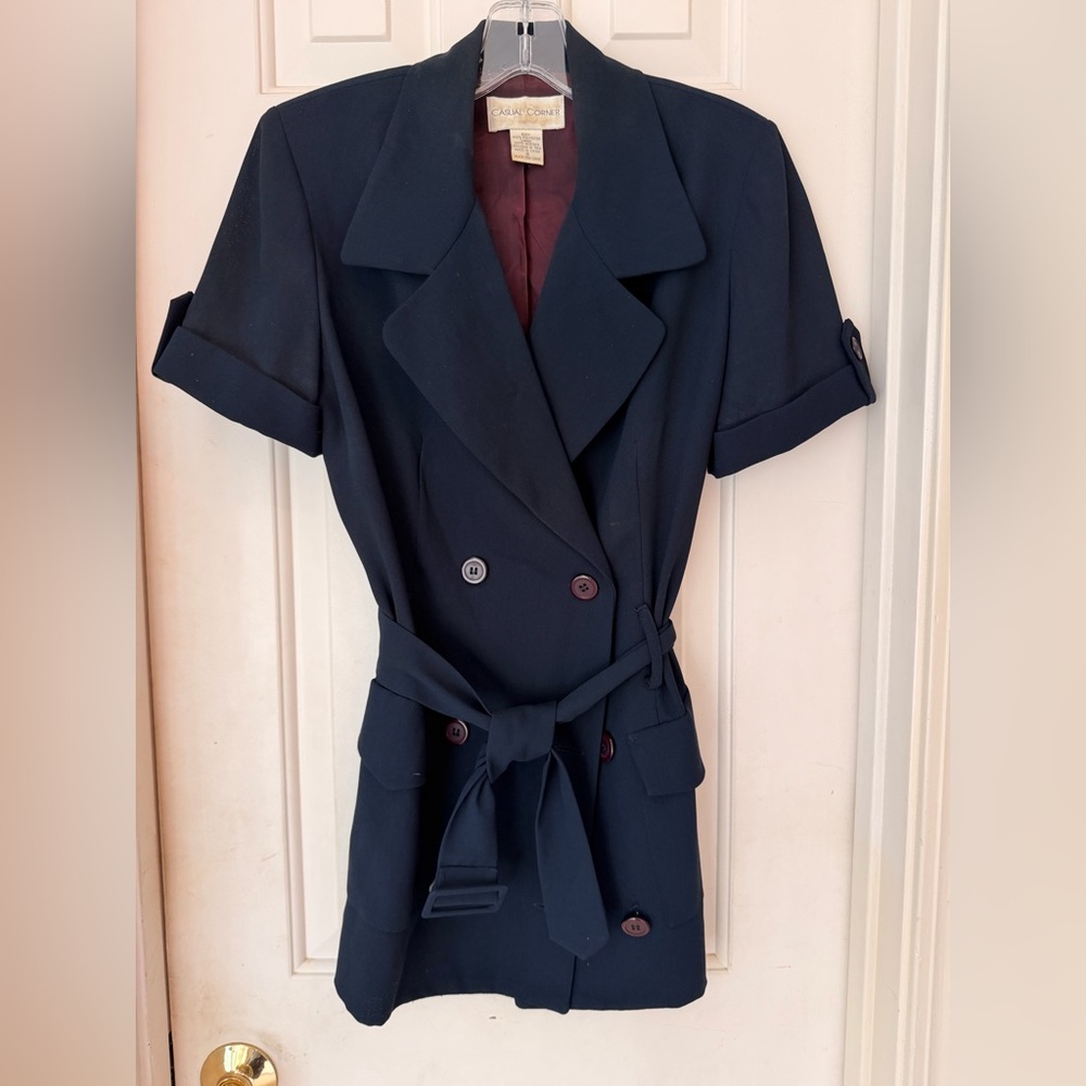 Casual Corner Navy Double-Breasted Jacket/Blouse, Button Front, Belted, Sz 6 - Picture 12 of 12